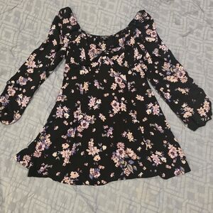 Lily Rose Black Dress with Pink and Purple Floral Design